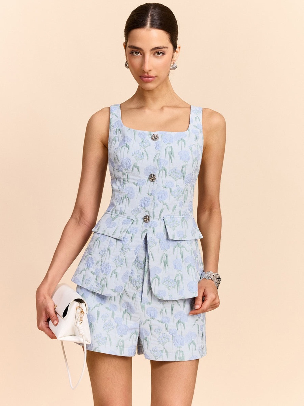 Commense Floral Jacquard Vest - Picture 2 of 5